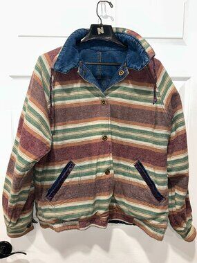 VINTAGE CURRENT‎ SEEN WOMENS 80'S REVERSIBLE DENIM JACKET SIZE Medium